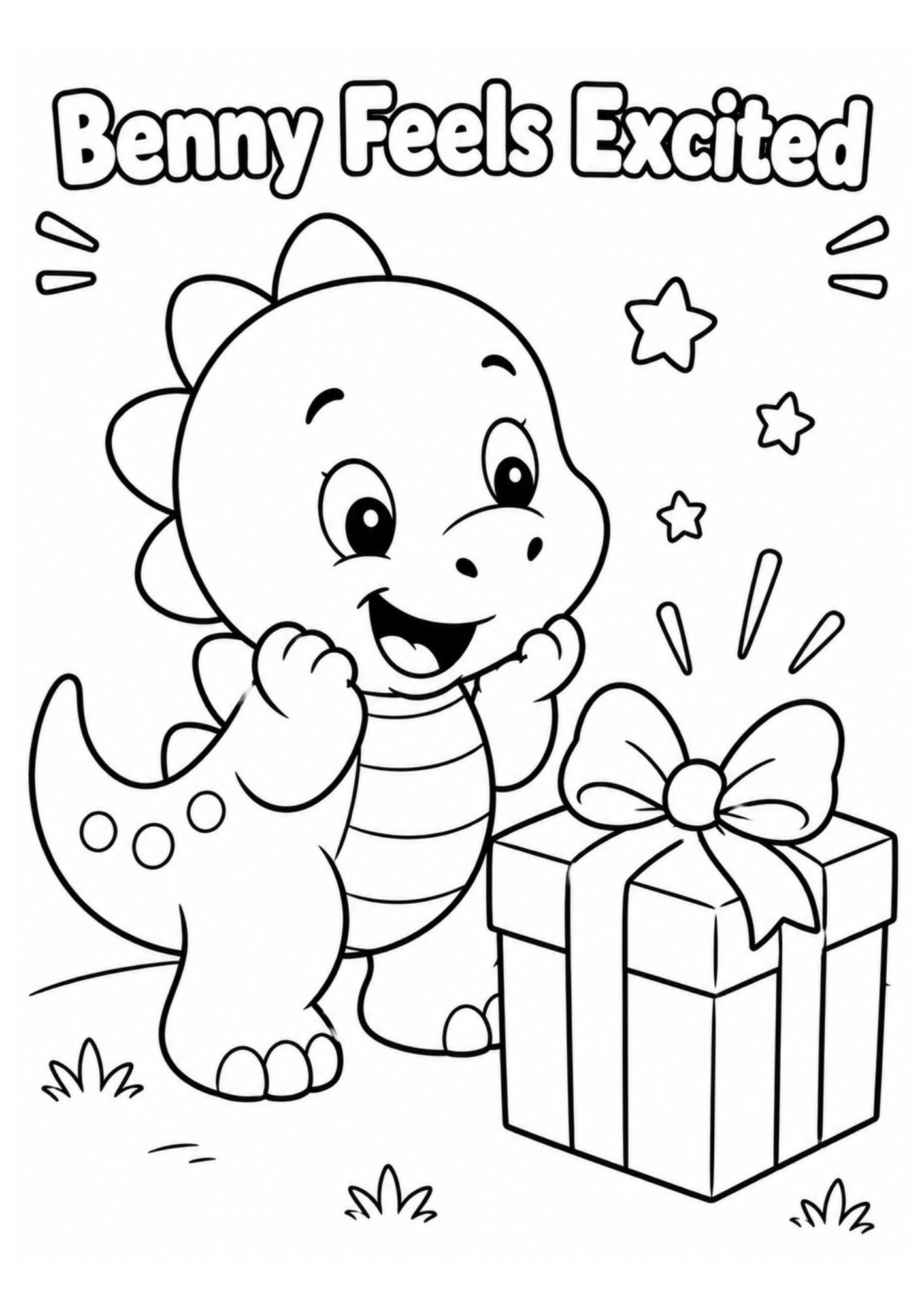 Benny Feels Excited printable coloring page preview