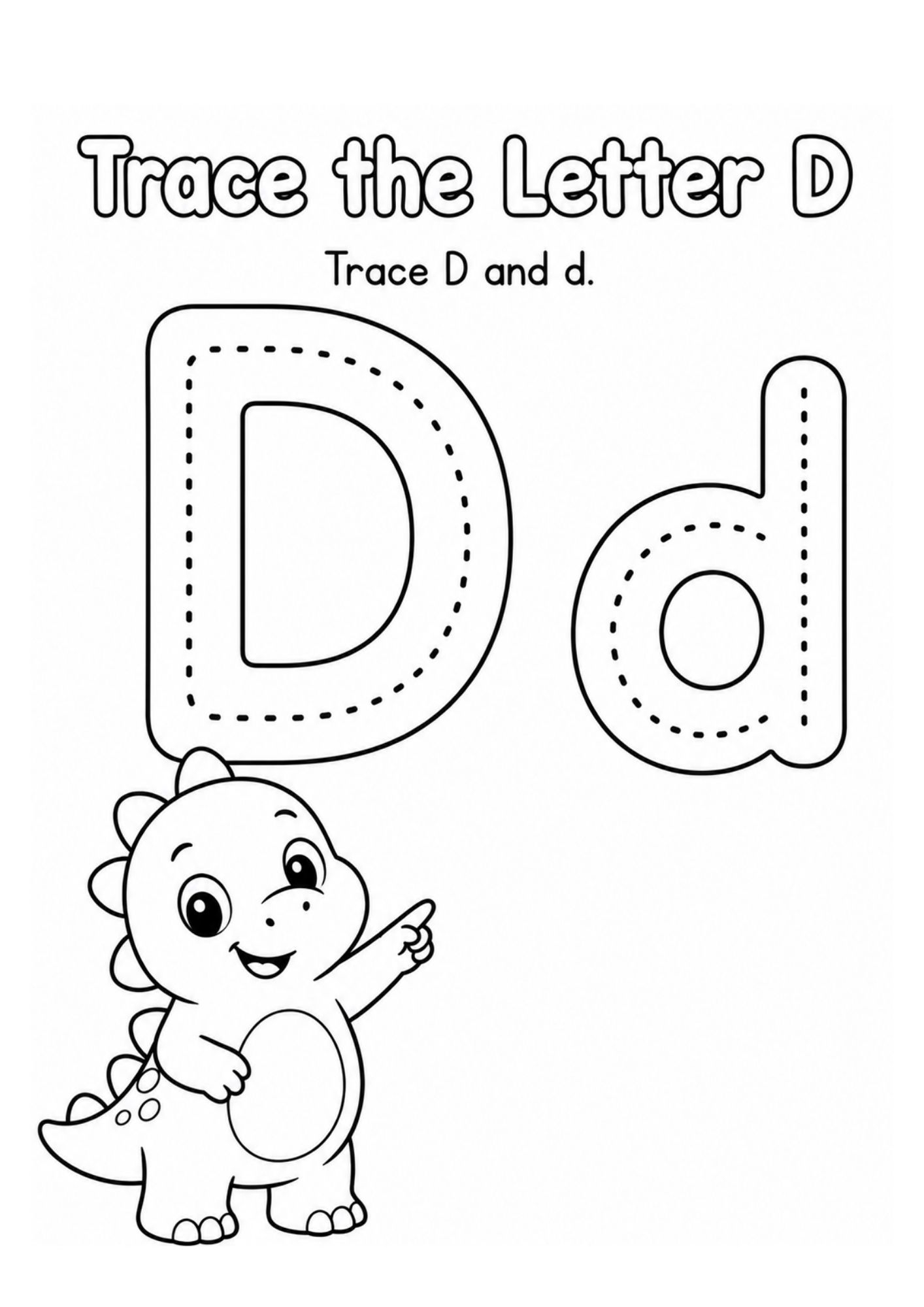 Trace the Letter D printable activity preview