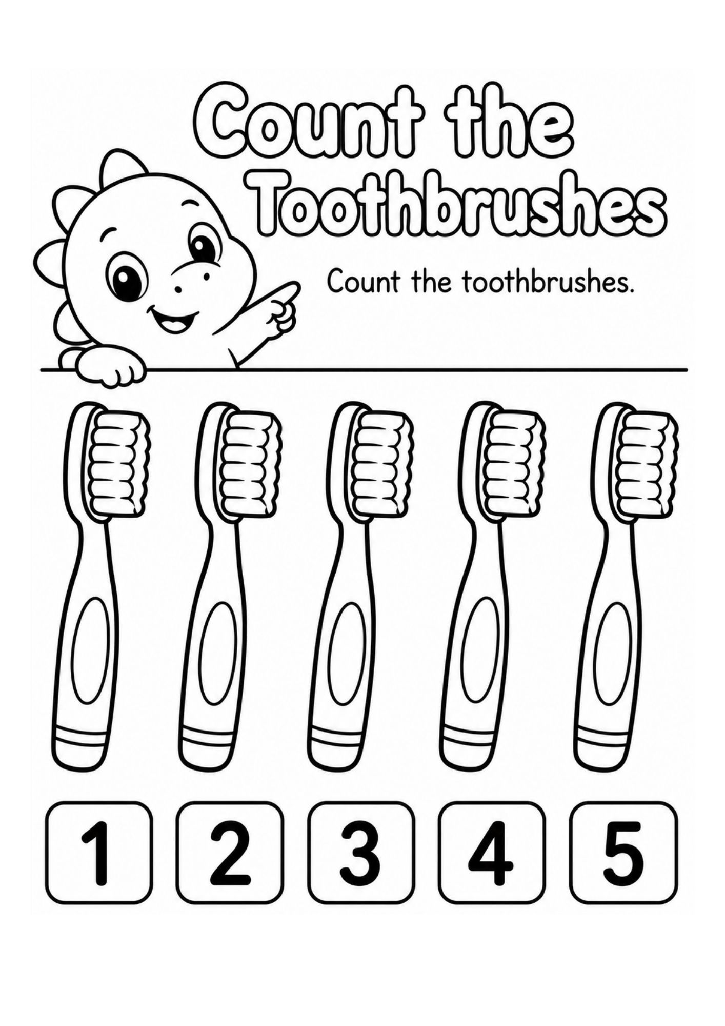 Count the Toothbrushes printable activity preview
